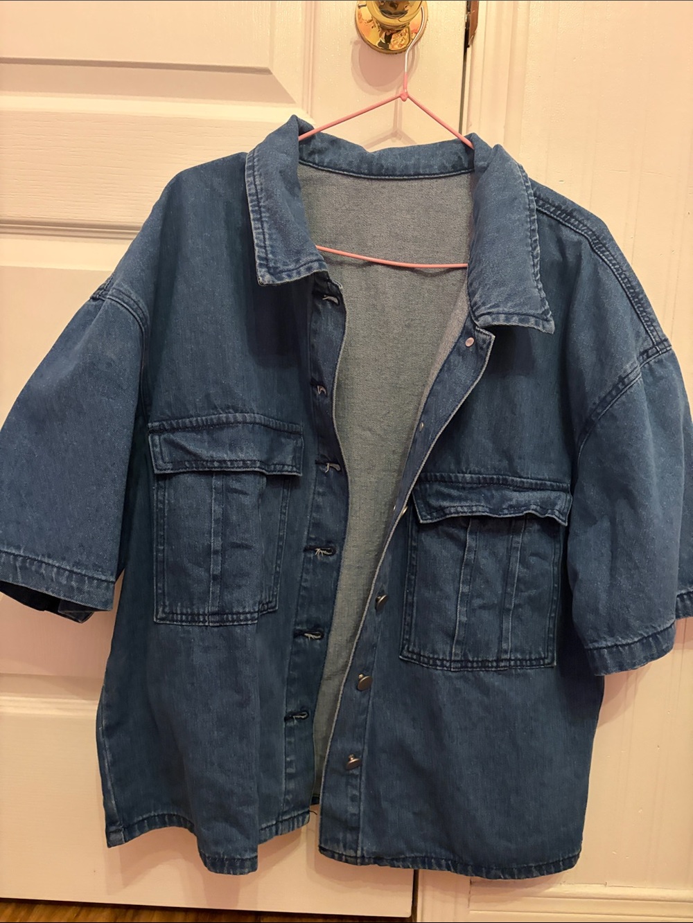 Dark Blue Denim Shirt Jacket - Casual Button-Front